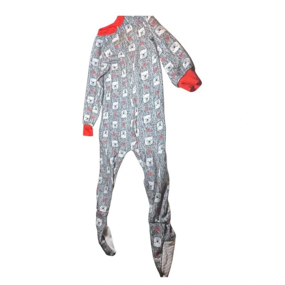 Y2K Mon Petit Baby Footie Sleeper Pajamas 3T Gray Red Kidcore Comfy